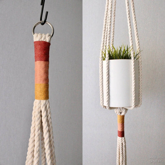 Macrame Plant Hanger, Hanging Planter, Sunset: Sunset (photo shown)