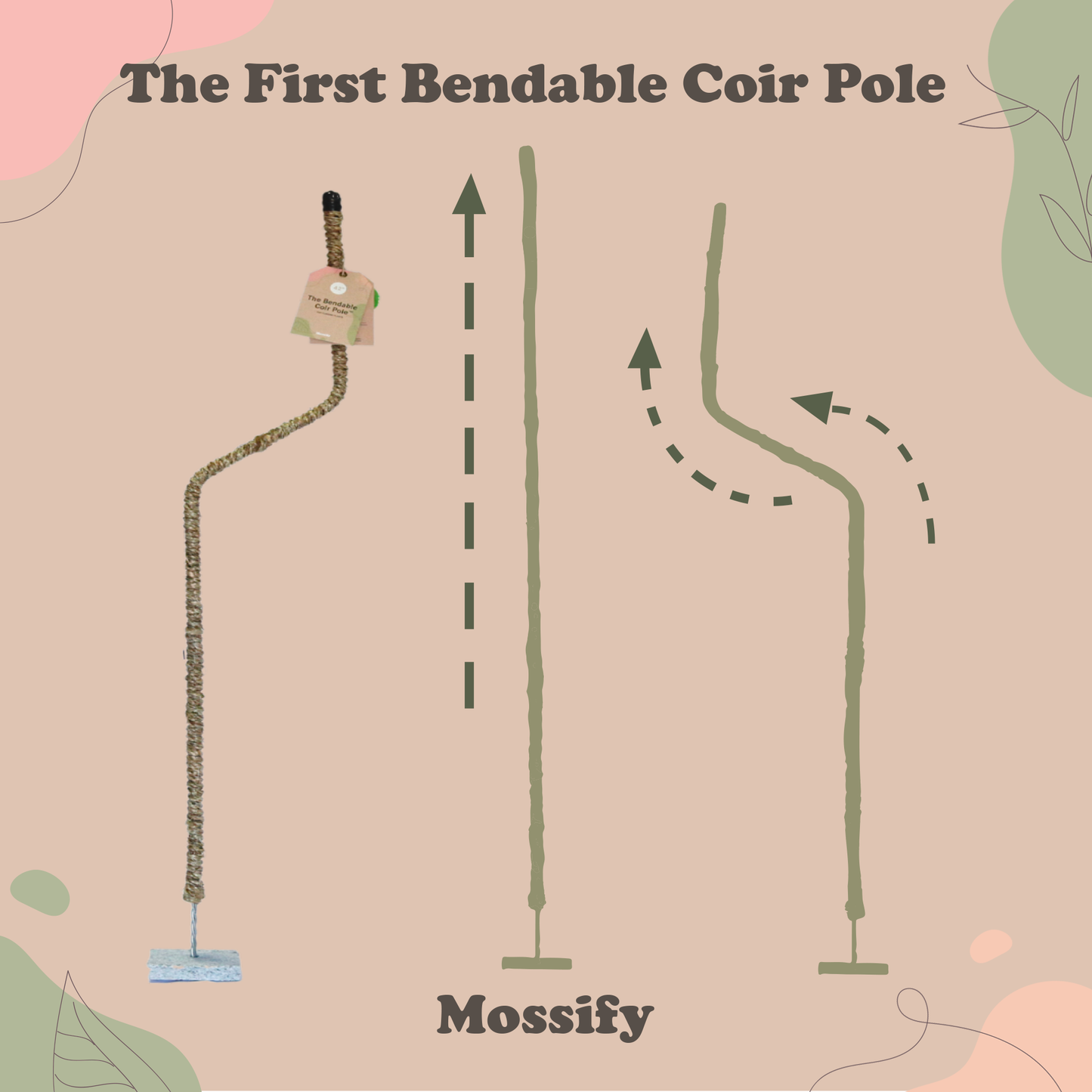 Original Bendable Coir Pole™ - Climbing Plants - Best Seller: 30" (Medium)