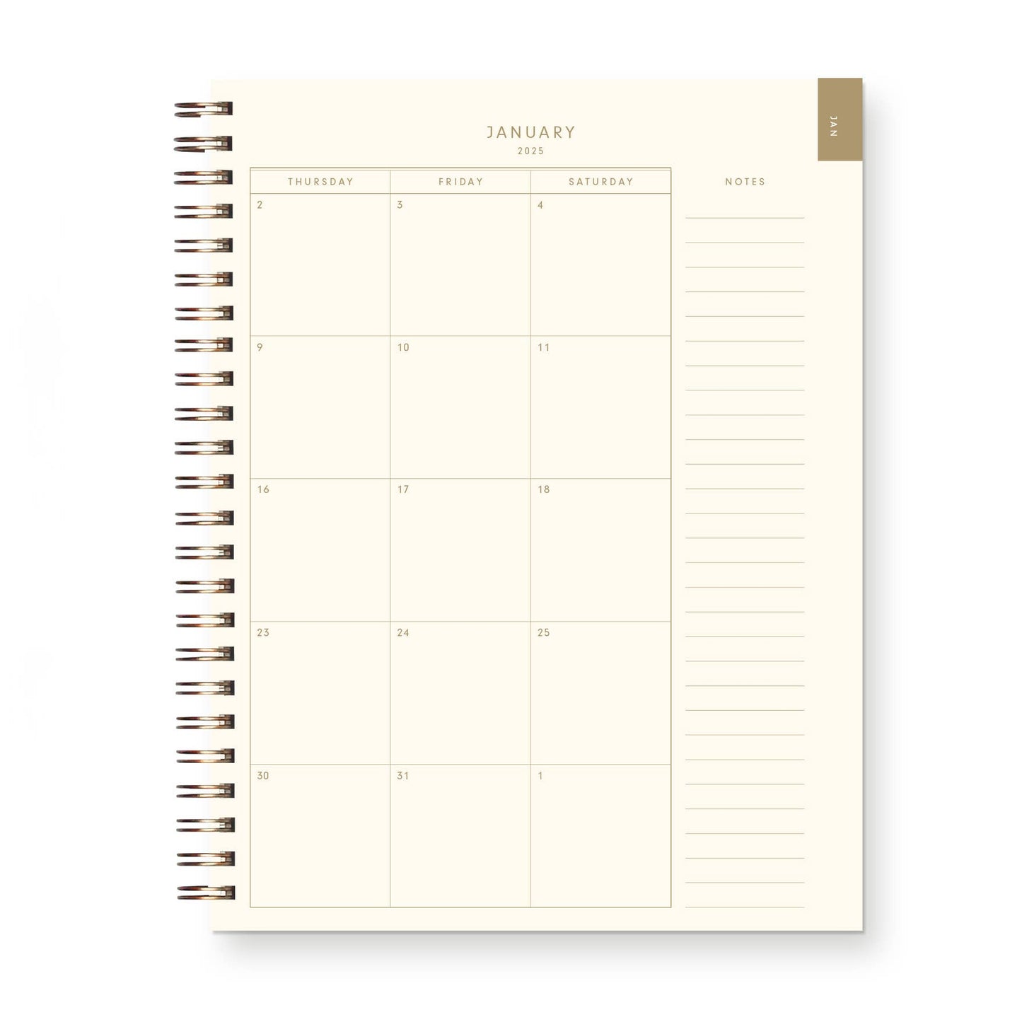 2025 Retro Dated Weekly Planner: French Vanilla Cover | Gold Foil