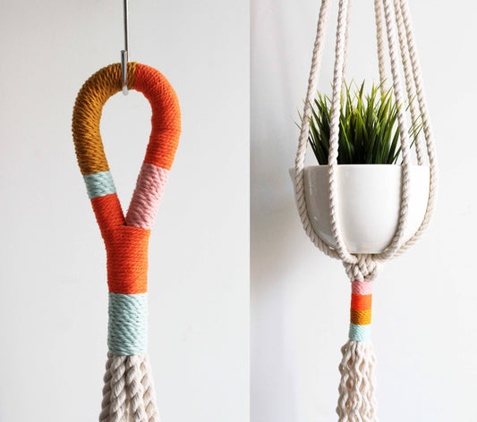 Macrame Plant Hanger, Hanging Planter, Unique Gift: 52 inches (from top to end of tassels)