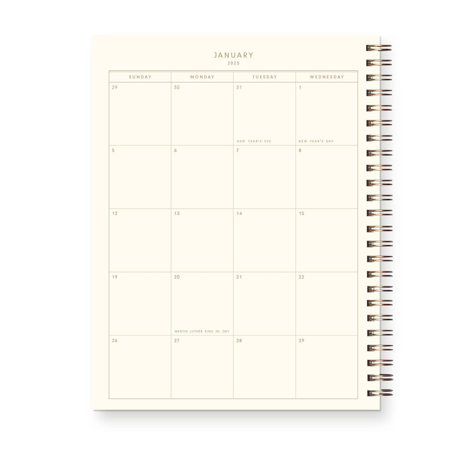 2025 Retro Dated Weekly Planner : Calendar Year: Peppercorn Cover | White Ink