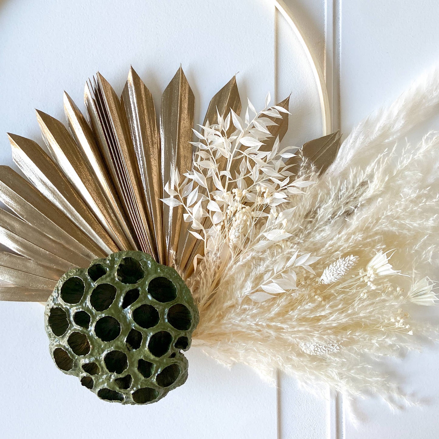 Olive & Neutral Dried Flowers Wreath: 10