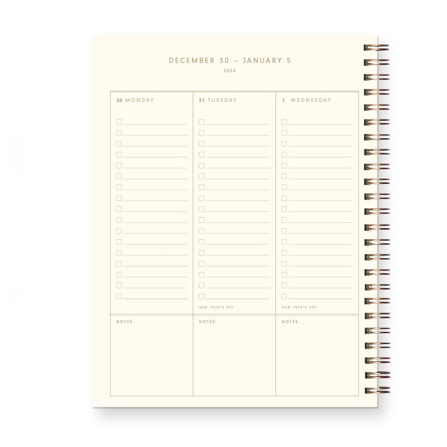 2025 Retro Dated Weekly Planner : Calendar Year: Peppercorn Cover | White Ink