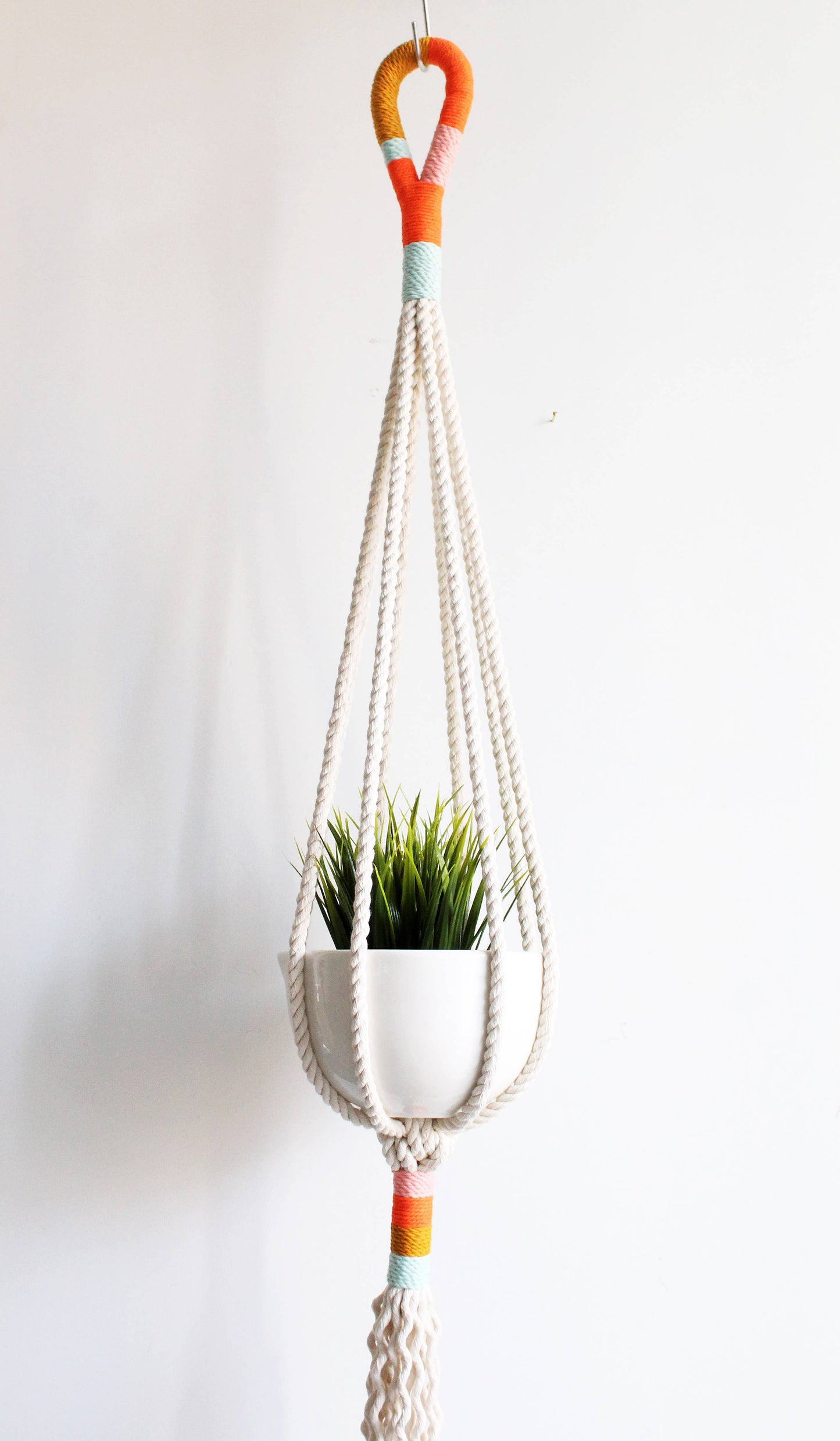 Macrame Plant Hanger, Hanging Planter, Unique Gift: 52 inches (from top to end of tassels)