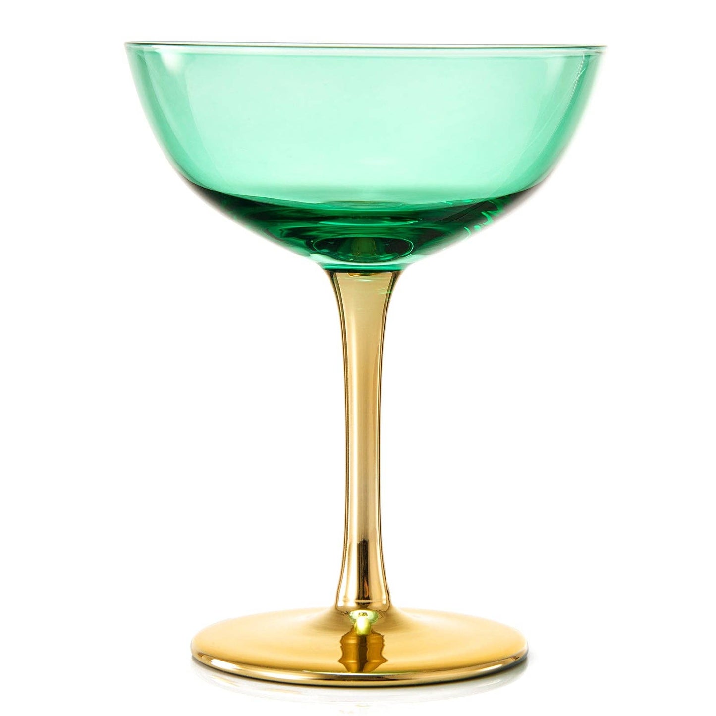 Colored Coupe Art Deco Glasses, Gold | Set of 4 | 12 oz