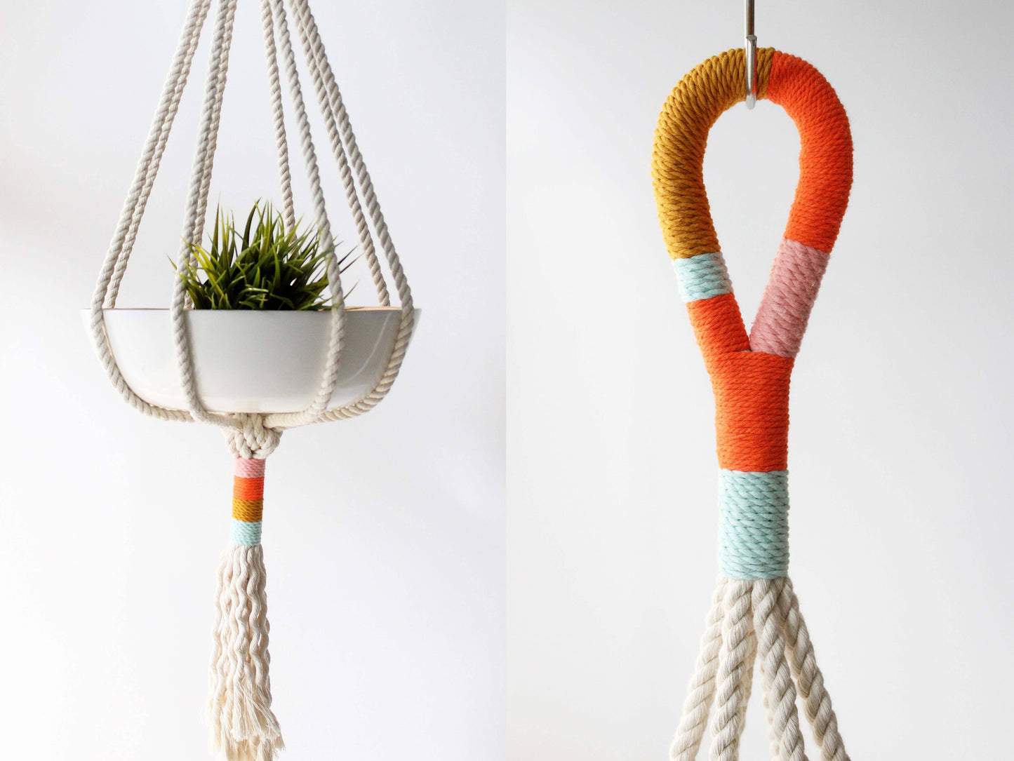 Macrame Plant Hanger, Hanging Planter: 52 inches (from top to end of tassels)