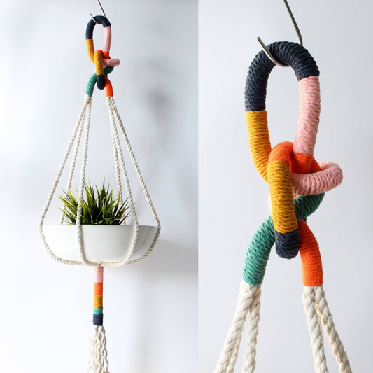 Cotton Macrame Plant Hanger, Unique Hanging Planter: 38 inches