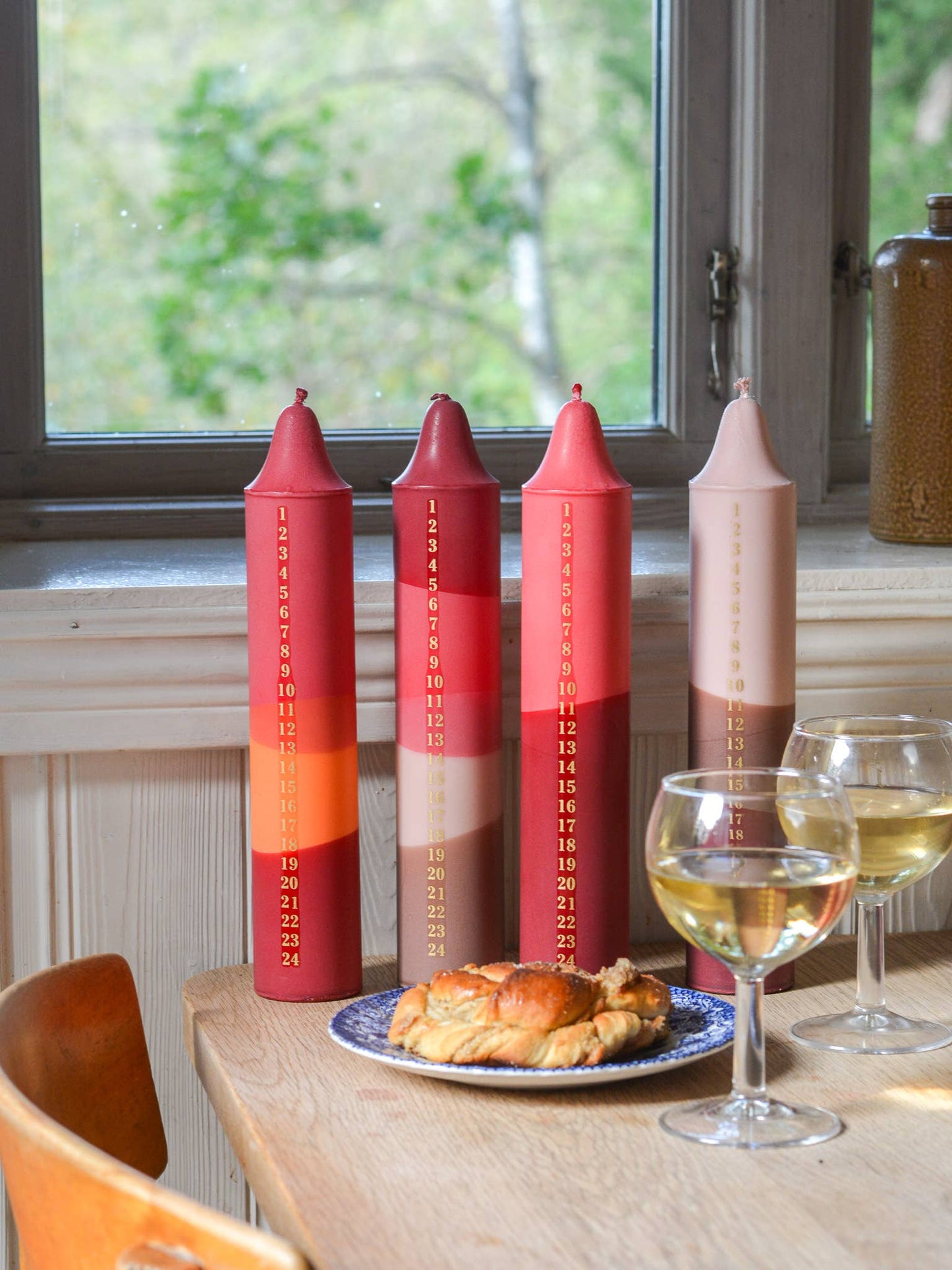 Advent Candle, Christmas Calendar, Beige/Brown/Red