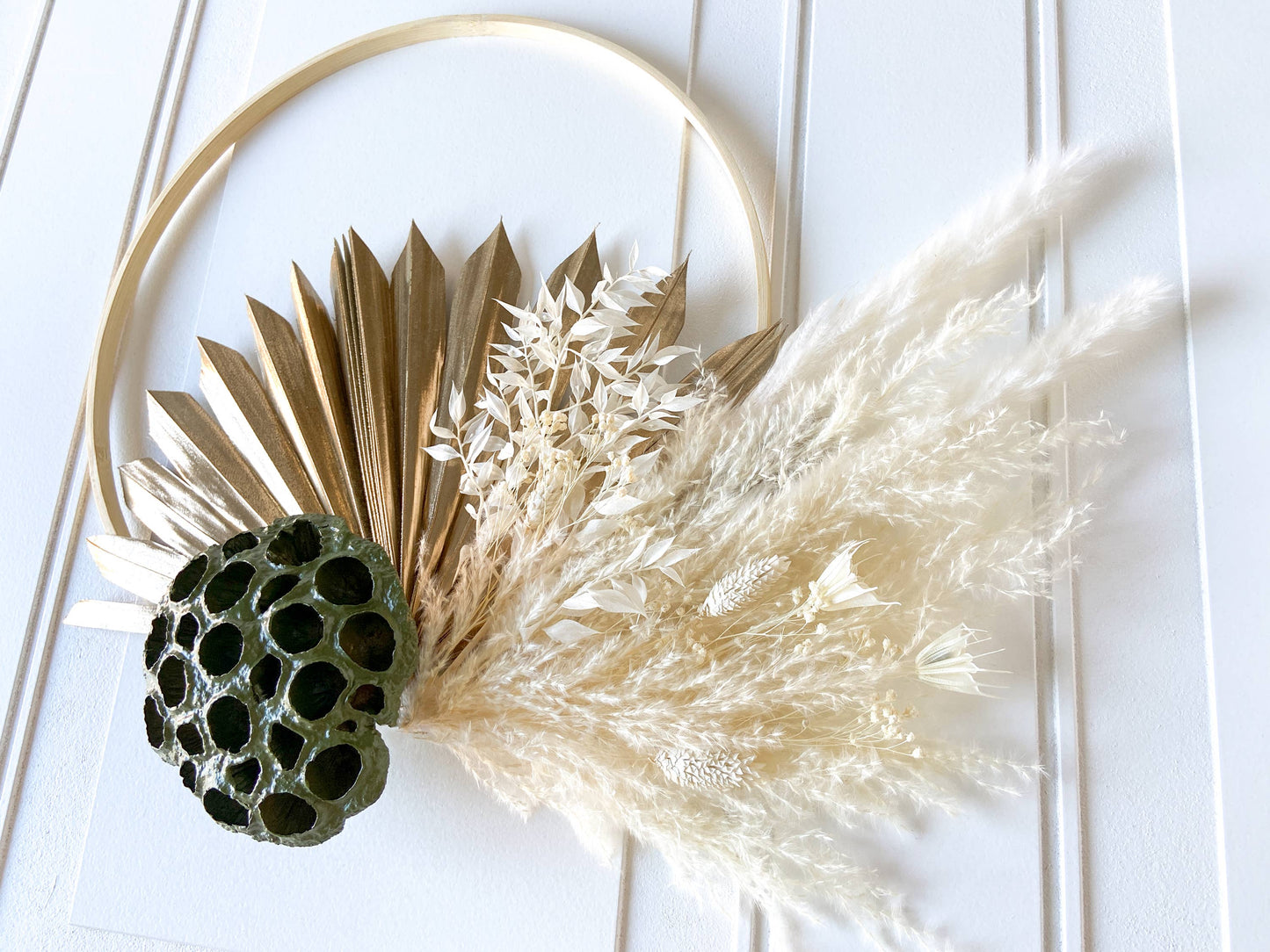 Olive & Neutral Dried Flowers Wreath: 10