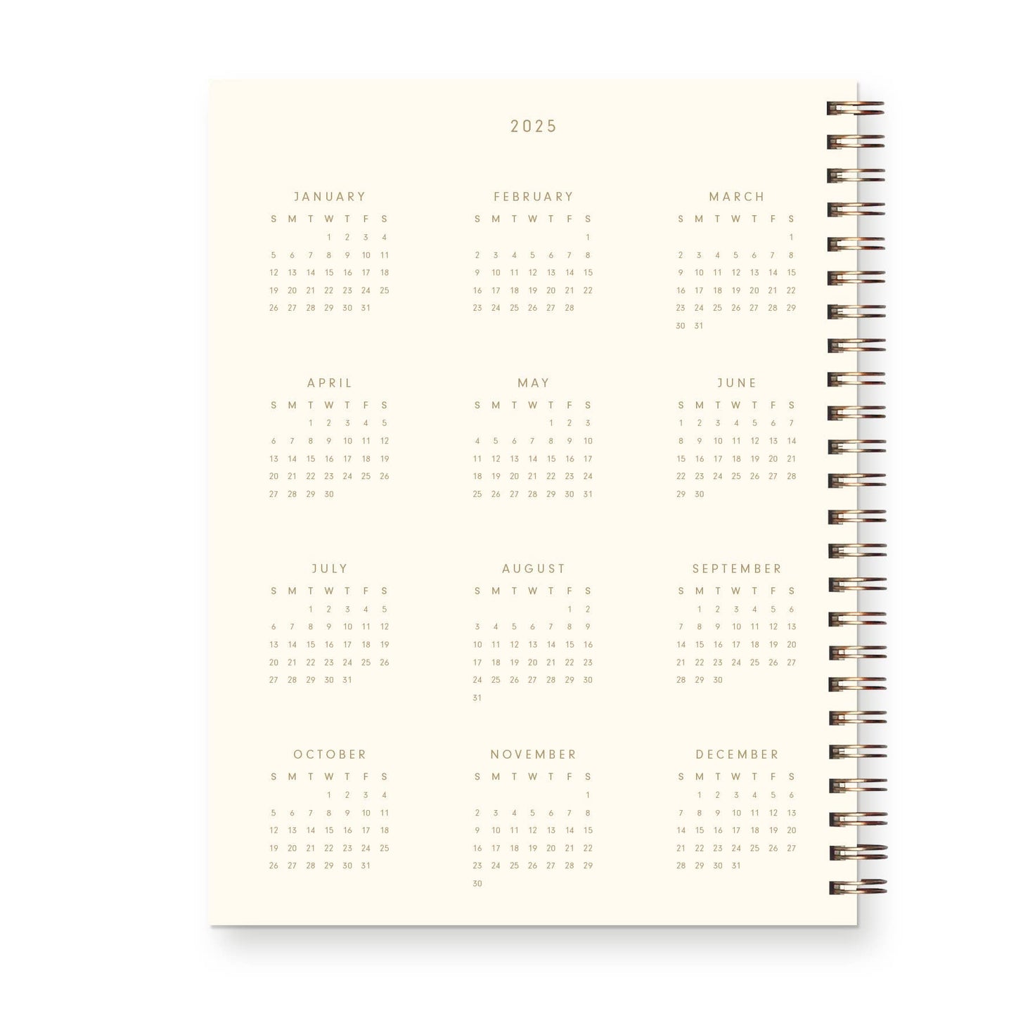 2025 Retro Dated Weekly Planner: French Vanilla Cover | Gold Foil