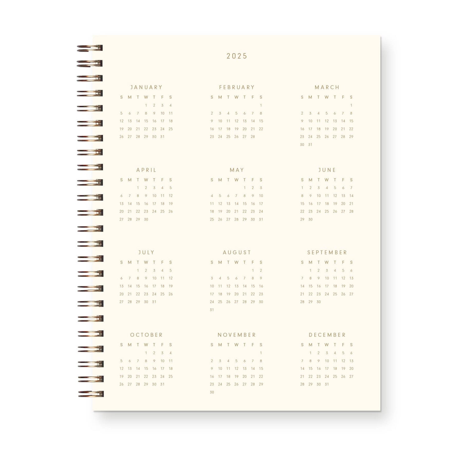 2025 Retro Dated Weekly Planner: French Vanilla Cover | Gold Foil