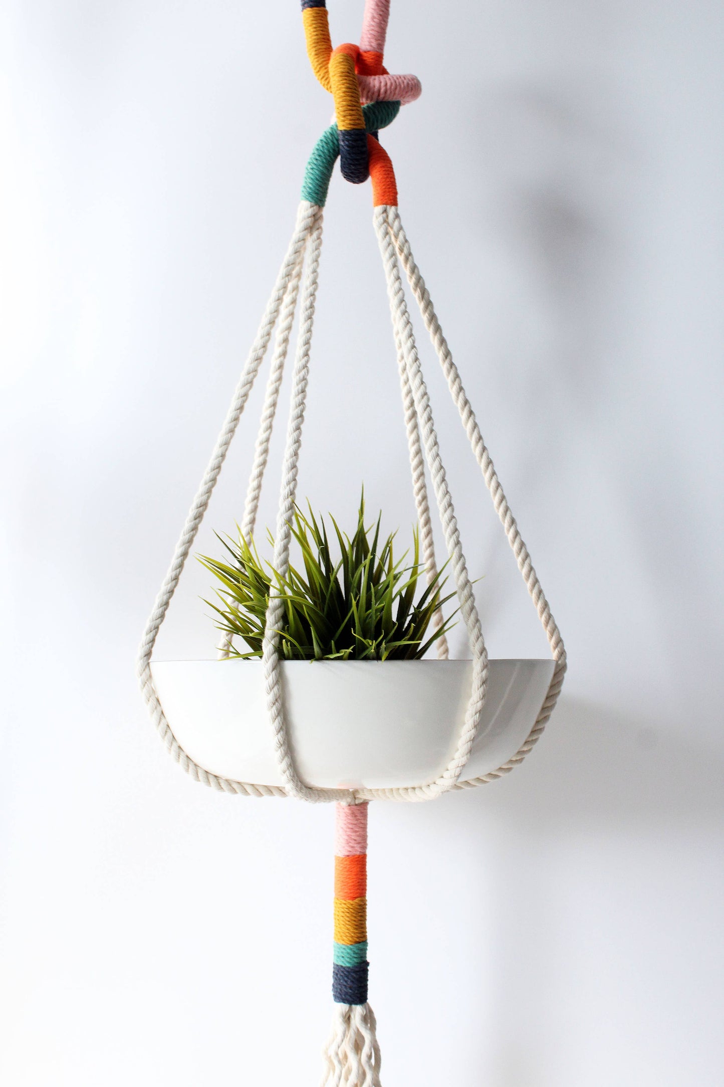 Cotton Macrame Plant Hanger, Unique Hanging Planter: 38 inches