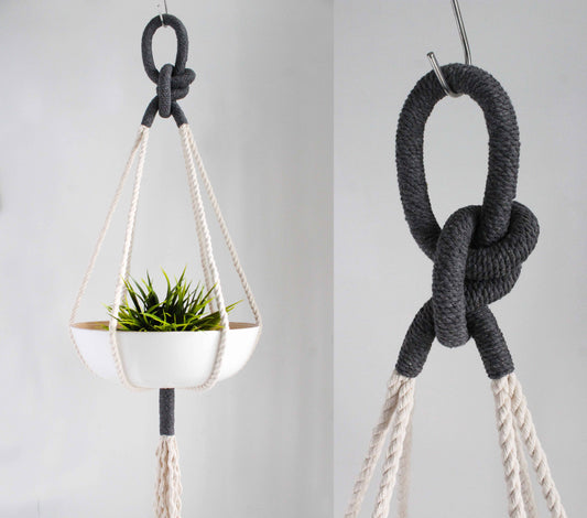 Cotton Macrame Plant Hanger, Unique Hanging Planter: 38 inches