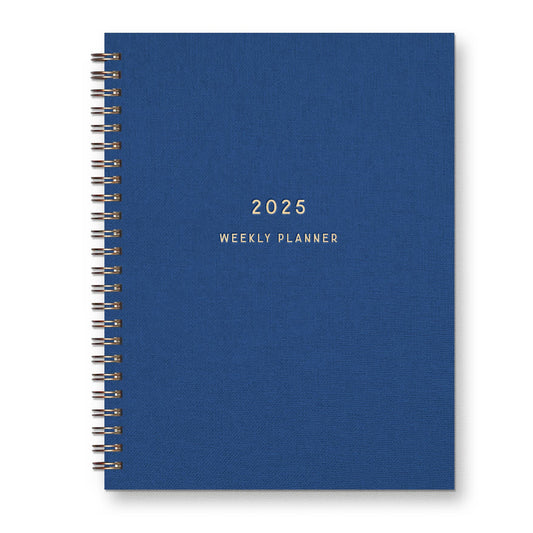 2025 Signature Dated Weekly Planner : Calendar Year: Sapphire Linen Cover | Gold Foil