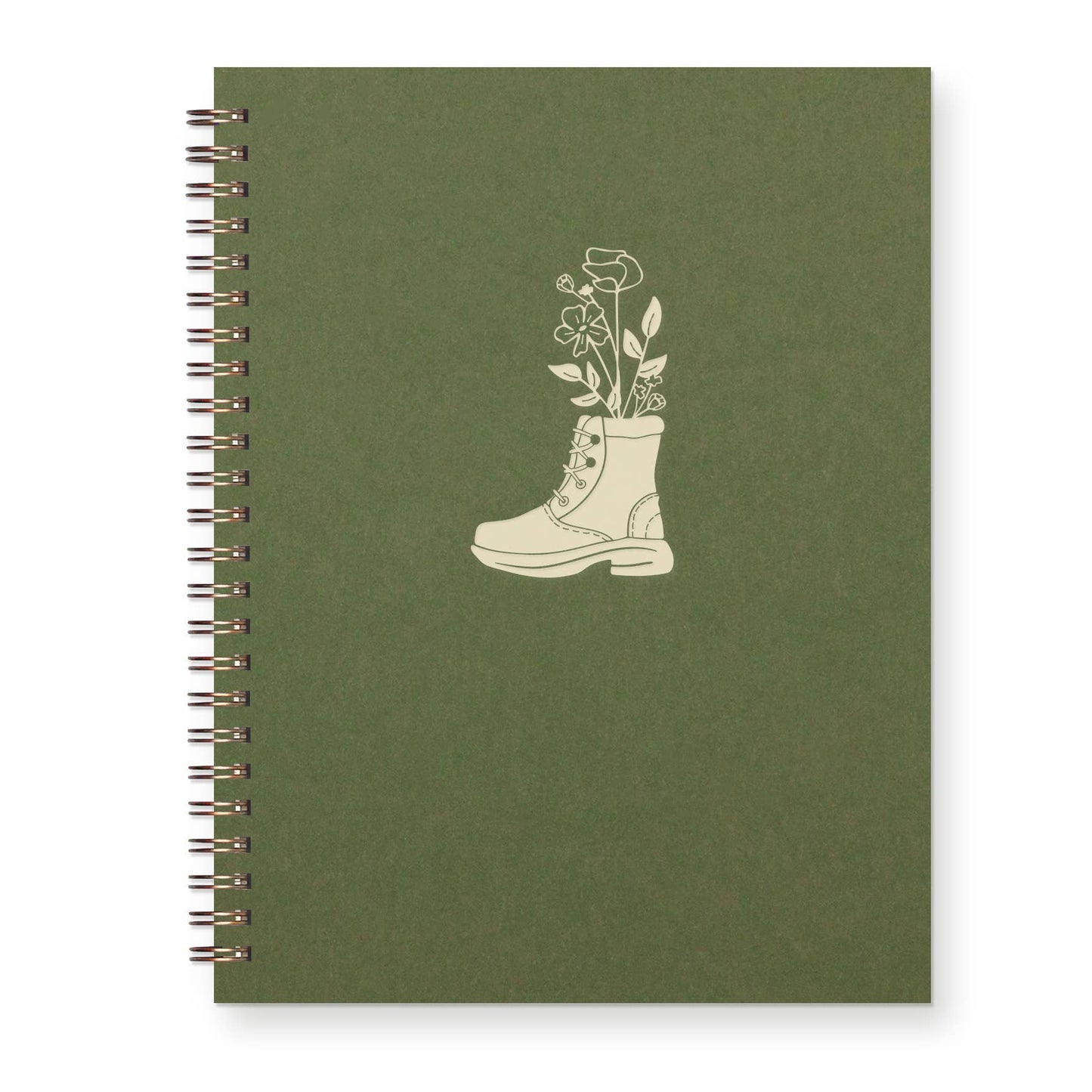 Boot Bouquet Journal : Lined Notebook: Moss Cover | White Ink