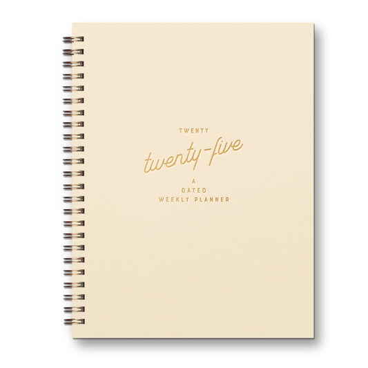 2025 Retro Dated Weekly Planner: French Vanilla Cover | Gold Foil