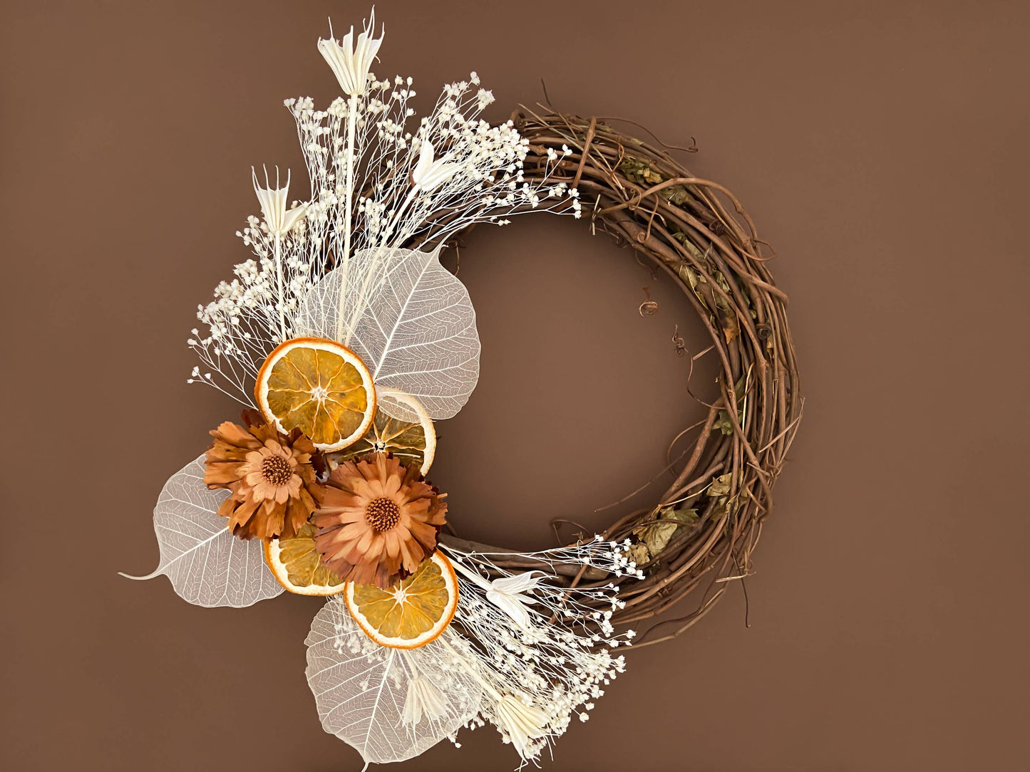 Rustic Dried Orange Vine Wreath: 10