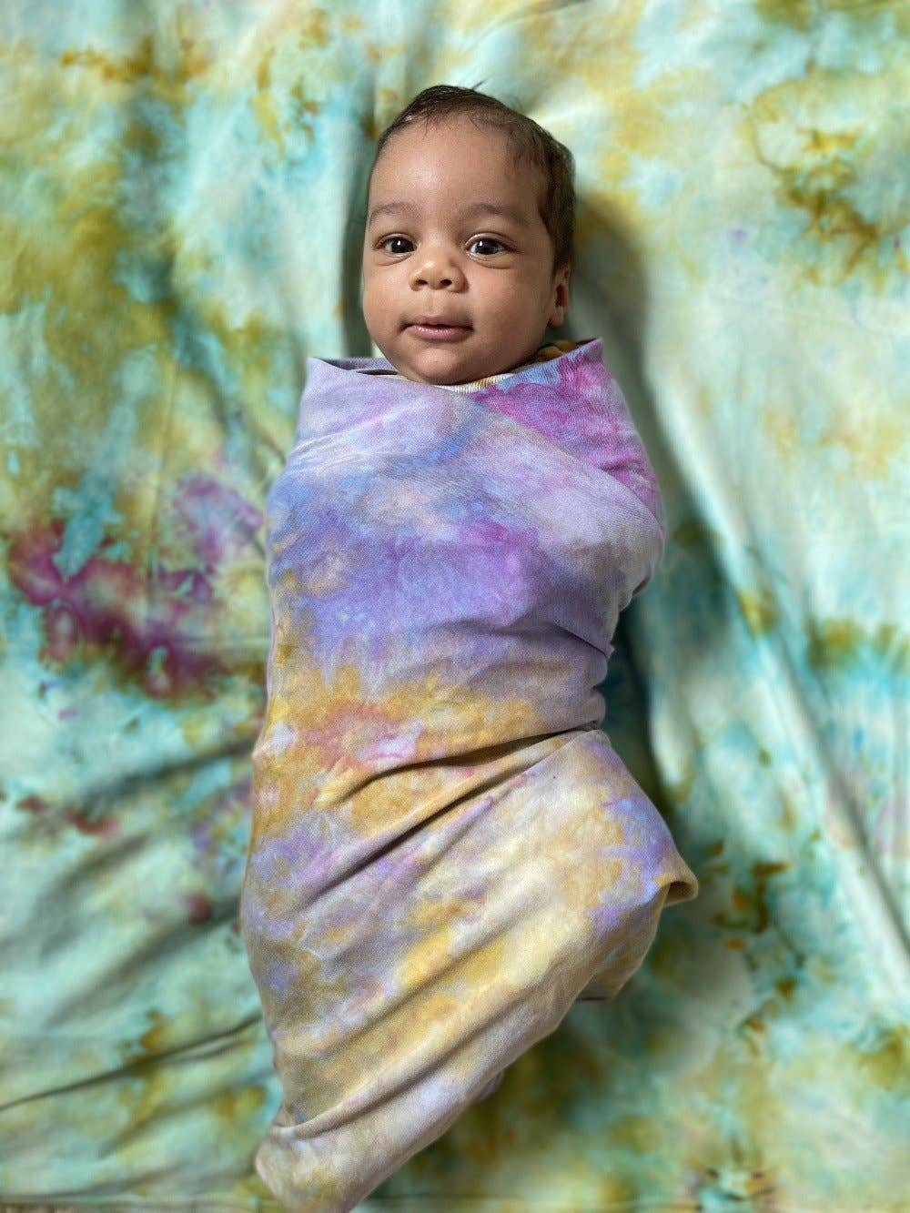 Organic Cotton Tie Dye Baby Blanket in Amethyst