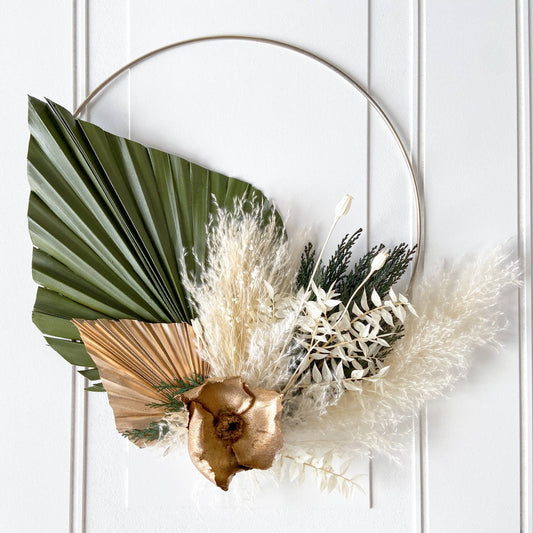 Green & Gold Dried Flower Wreath: 10