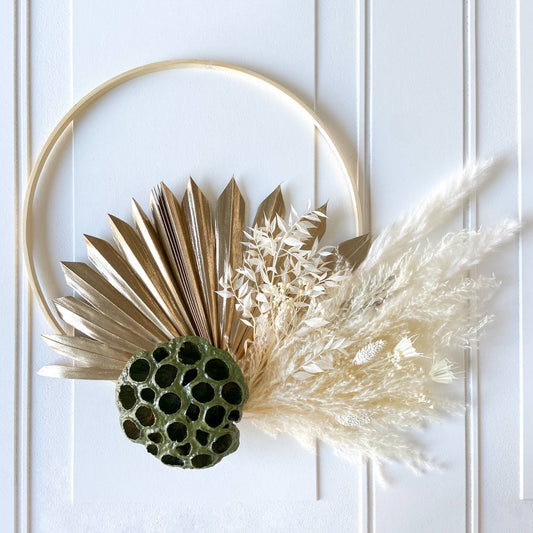 Olive & Neutral Dried Flowers Wreath: 10